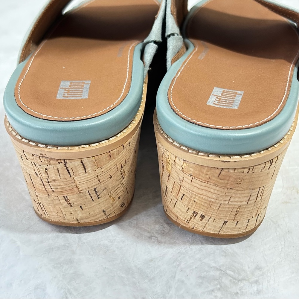 Fitflop Eloise Platform Wedge Slide Sandal In Cool Blue Size 8.5 - Picture 4 of 8